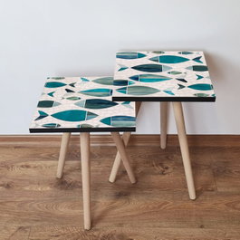 Hanah Home Mesas Nido 2Shp269 - Verde, Azul y Blanco